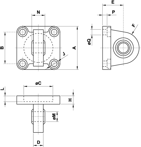 Cerniera maschio stretta con testina snodata DIN 648 K