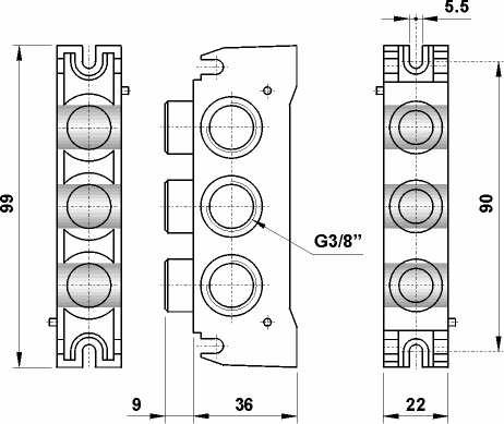 terminale di ingresso in asse da fusione