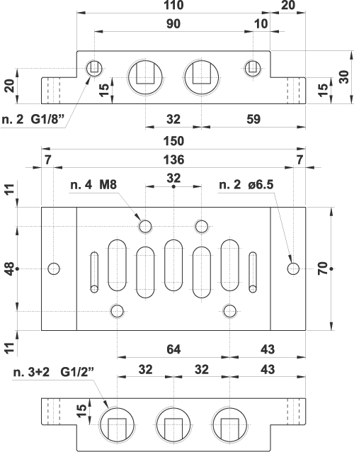 Individual sub-base with side entry